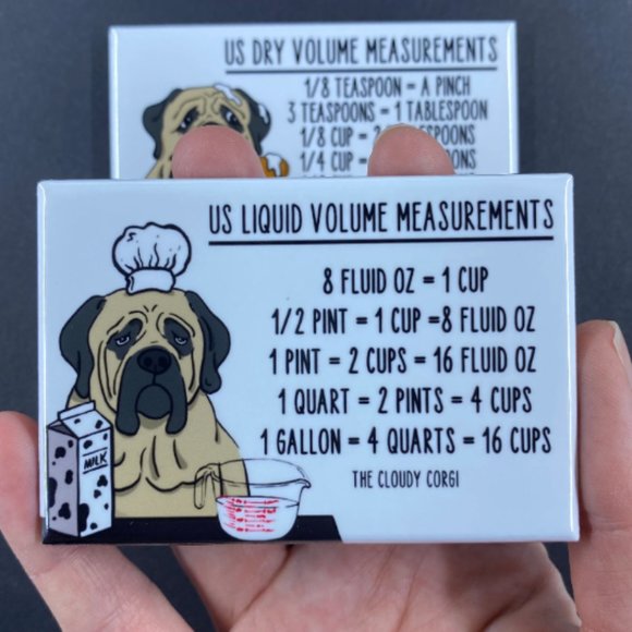 English Mastiff Dog Measuring Chart Magnet Set Kitchen Cooking Baking Guide - Picture 3 of 5